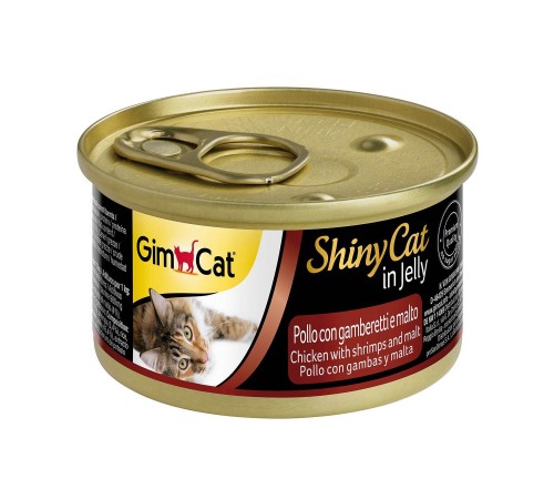 Вологий корм для котів GimCat Shiny Cat 70 г (курка, креветки та солод)