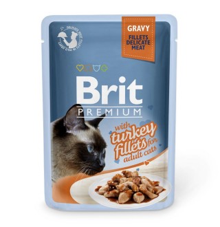 Вологий корм для котів Brit Premium Cat Turkey Fillets Gravy pouch 85 г (філе індички в соусі)