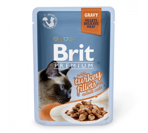 Вологий корм для котів Brit Premium Cat Turkey Fillets Gravy pouch 85 г (філе індички в соусі)