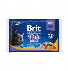 Набір вологого корму для котів Brit Premium Cat Fish Plate pouches 400 г - асорті