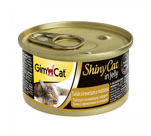 Вологий корм для котів GimCat Shiny Cat 70 г (тунець, креветки та солод)