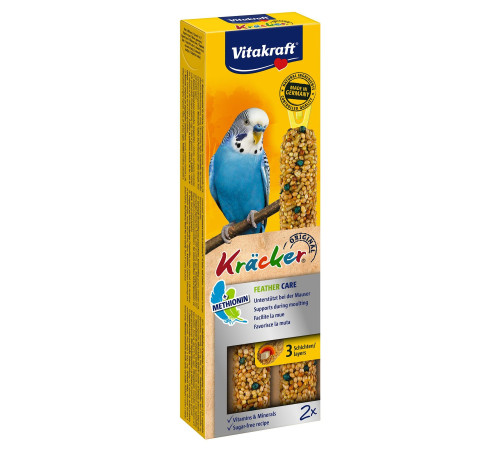 Ласощі для хвилястих папуг Vitakraft «Kracker Original Feather Care» 60 г / 2 шт. (під час линьки)