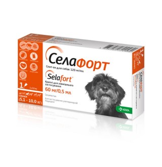 Selafort by KRKA - Селафорт краплі від бліх, кліщів і гельмінтів для собак, 5,1-10кг