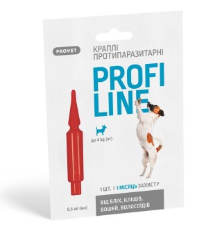 Краплі на холку для собак PROVET Profiline до 4 кг, 1 шт