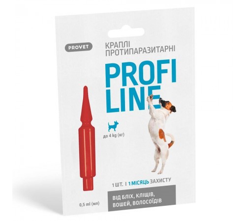 Краплі на холку для собак PROVET Profiline до 4 кг, 1 шт