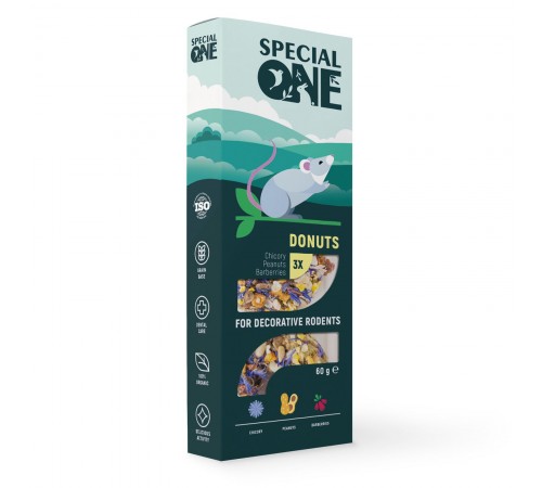 Ласощі для гризунів Special One «Пончики» 60 г / 3 шт (цикорій, арахіс, барбарис)