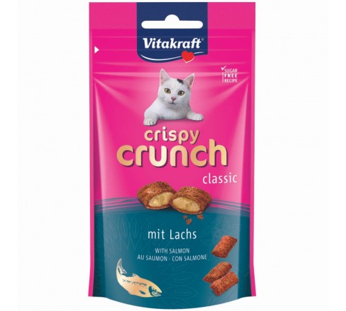 Ласощі для котів Vitakraft Crispy Crunch подушечки 60 г (лосось)