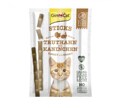 Ласощі для котів GimCat Sticks 4 шт - індичка та кролик