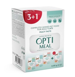 Набір 3+1 вологий корм для котів Optimeal Adult, 340 г - асорті