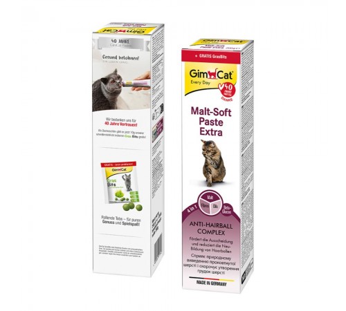 Набір для котів Паста GimCat Every Day Malt-Soft Paste Extra 200 г та Таблетки GimCat Gras Bits 10 г