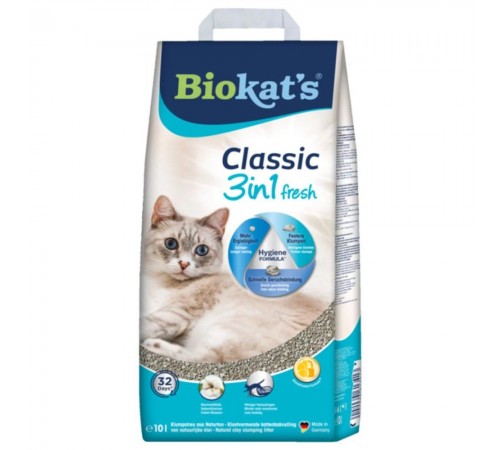 Наповнювач туалета для котів Biokat's Classic Fresh 3in1 Cotton Blossom 10 л (бентонітовий)