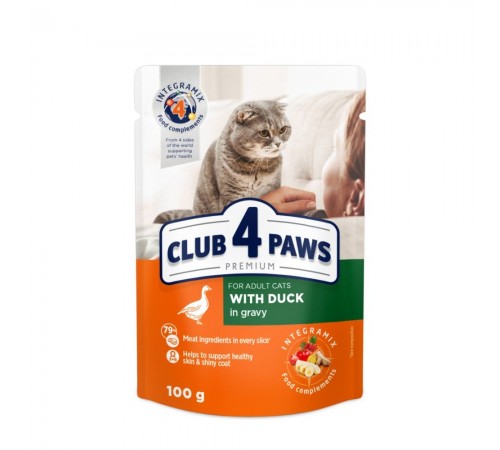 Вологий корм для котів Club 4 Paws Premium pouch 100 г - качка