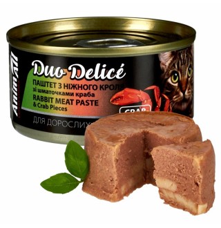 Вологий корм для котів AnimAll Duo Delice Adult 80 г - кролик та краб