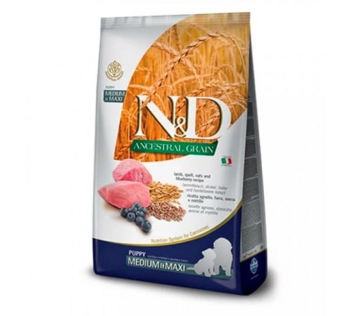 Farmina N&D Low Grain Dog Lamb&Blueberry Puppy Medium&Maxi - сухий низькозерновий корм для цуценят середніх і великих порід, з ягням та чорницею, 12кг