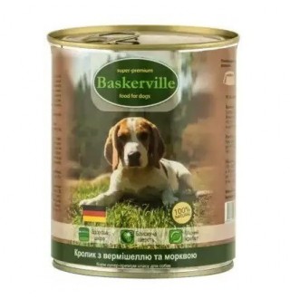 Baskerville Консерви для собак. Кролик з лапшою та морковою (800г)