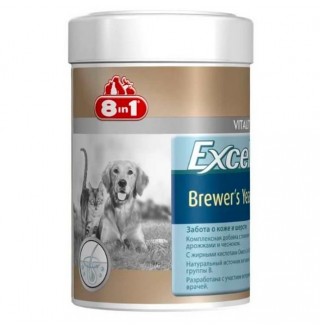 8in1 Vitality Excel Brewers Yeast - Вітамінна добавка для собак та котів, що підтримує здоров'я шкіри і шерсті, 140таб