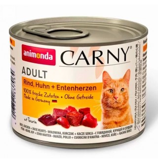 Animonda Carny Adult Beef, Chicken, Duck Hearts - консерви для котів, яловичина курка і серце качки 200г