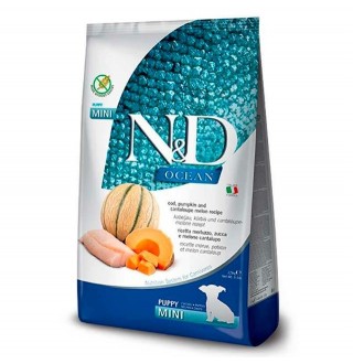 Farmina N&D Ocean Cod, Pumpkin&Cantaloupe Melon Puppy Mini – беззерновий сухий корм з тріскою та динею для цуценят малих порід, 2,5кг