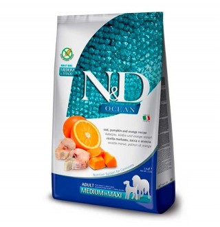 Farmina N&D Ocean Cod, Pumpkin&Orange Adult Medium&Maxi – беззерновий сухий корм з тріскою, гарбузом та апельсином для собак середніх і великих порід, 12кг