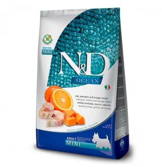 Farmina N&D Ocean Cod, Pumpkin&Orange Adult Mini – беззерновий сухий корм з тріскою, гарбузом та апельсином для собак маленьких порід, 800г