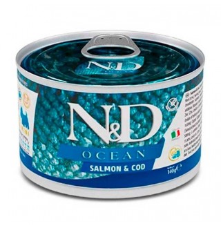 Farmina N&D Ocean Salmon&Cod Adult Mini – беззерновий консервований корм з лососем та тріскою для дорослих собак дрібних порід, 140г