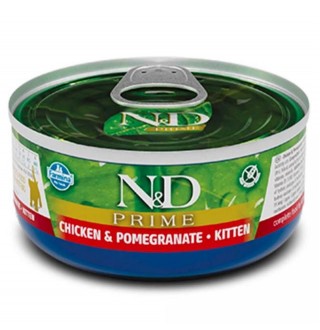 Farmina N&D Prime Chicken&Pomegranate Kitten - беззерновий консервований корм з куркою та гранатом для кошенят, 70г