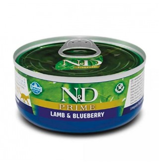 Farmina N&D Prime Lamb&Blueberry Adult Cat - беззерновий консервований корм з ягнятиною та чорницею для котів, 70г