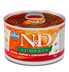Farmina N&D Pumpkin Chicken&Pomegranate Adult Mini – беззерновий консервований корм з куркою, гарбузом та гранатом для дорослих собак дрібних порід, 140г