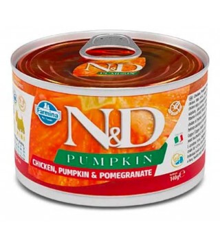 Farmina N&D Pumpkin Chicken&Pomegranate Adult Mini – беззерновий консервований корм з куркою, гарбузом та гранатом для дорослих собак дрібних порід, 140г