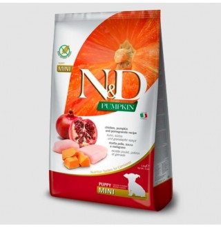 Farmina N&D Pumpkin GF Chicken&Pomegranate Puppy Mini – беззерновий сухий корм з куркою, гарбузом та гранатом для цуценят дрібних порід, 2,5кг