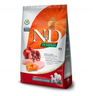 Farmina N&D Pumpkin GF Dog Chicken&Pomegranate Adult Medium&Maxi – беззерновий сухий корм з куркою, гарбузом та гранатом для дорослих собак середніх і великих порід, 2,5кг