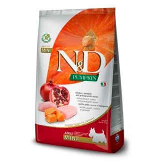 Farmina N&D Pumpkin GF Dog Chicken&Pomegranate Adult Mini – беззерновий сухий корм з куркою, гарбузом та гранатом для дорослих собак дрібних порід, 7кг
