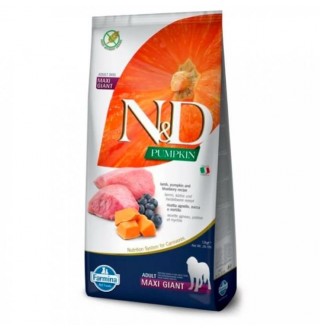 Farmina N&D Pumpkin GF Dog Lamb&Blueberry Adult Giant&Maxi – беззерновий сухий корм з ягням, гарбузом та чорницею для дорослих собак великих і гігантських порід, 12кг