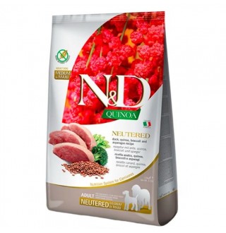 Farmina N&D Quinoa GF Neutered  Adult Medium&Maxi Duck, Brocooli&Asparagus - сухий беззерновий корм із качкою, кіноа, броколі та спаржою для дорослих стерилізованих собак середніх і великих порід, 2,5кг