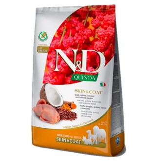 Farmina N&D Quinoa GF Skin&Coat Adult All Breeds - сухий беззерновий корм із перепелом та кіноа для дорослих собак всіх порід при харчовій алергії, 7кг