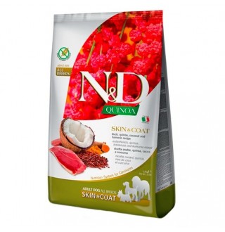 Farmina N&D Quinoa GF Skin&Coat Adult All Breeds Duck  - сухий беззерновий корм із качкою та кіноа для дорослих собак всіх порід при харчовій алергії, 2,5кг