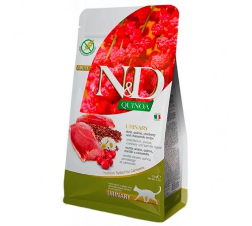 Farmina N&D Quinoa GF Urinary Adult Cat - беззерновий сухий корм із качкою, журавлиною та кіноа для профілактики сечокам'яної хвороби у котів, 300г