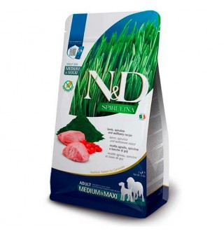 Farmina N&D Spirulina Lamb Adult Medium&Maxi Dog - беззерновий сухий корм з ягням та спіруліною для дорослих собак середніх і великих порід, 2кг