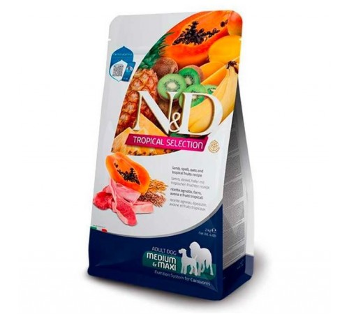 Farmina N&D Tropical Selection Lamb Adult Medium&Maxi Dog - низькозерновий сухий корм з ягням і тропічними фруктами для дорослих собак середніх та великих порід, 10кг