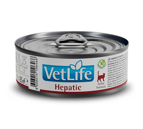 Farmina VetLife Hepatic feline - Консервований корм-дієта для котів та кішок з хронічною печінковою недостатністю, 85г