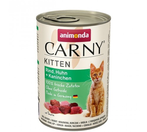 Animonda Carny Kitten Beef, Chicken, Rabbit - консерви для кошенят, яловичина курка і кролик 400г