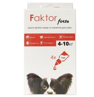 Faktor forte Краплі від бліх, кліщів і гельмінтів для собак 4-10 кг. (1 мл) / 30 днів
