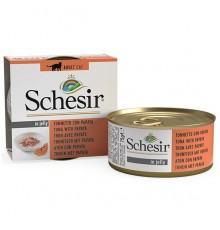 Schesir ТУНЕЦЬ З ПАПАЙЄЮ (Tuna Papaya) в желе консерви для котів, банка, 75 г, (C350) (613509х14шт)