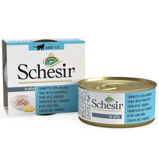 Schesir ТУНЕЦЬ З АНАНАСОМ (Tuna Pineapple) в желе консерви для котів, банка, 75г, (C353) (613530х14шт)