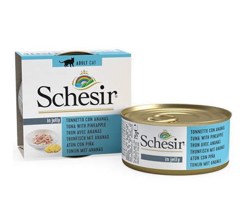 Schesir ТУНЕЦЬ З АНАНАСОМ (Tuna Pineapple) в желе консерви для котів, банка, 75г, (C353) (613530х14шт)