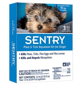 SENTRY краплі від бліх, кліщів і комарів для собак до 7кг, 1мл , доз (23623х3шт)