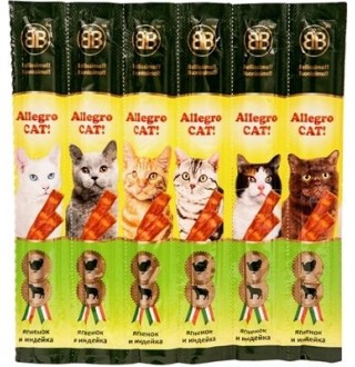 Аllegro Cat ковбаски для котів Аllegro Cat с ягненок и ІНДИЧКА 6х5 гр.