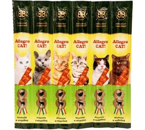 Аllegro Cat ковбаски для котів Аllegro Cat с ягненок и ІНДИЧКА 6х5 гр.