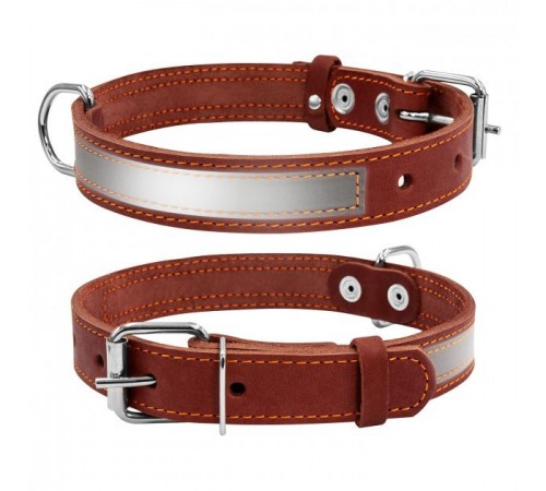 CoLLaR Нашийник зі світловідбиваючою стрічкою (шир.20мм, довж.32-40см) коричневий