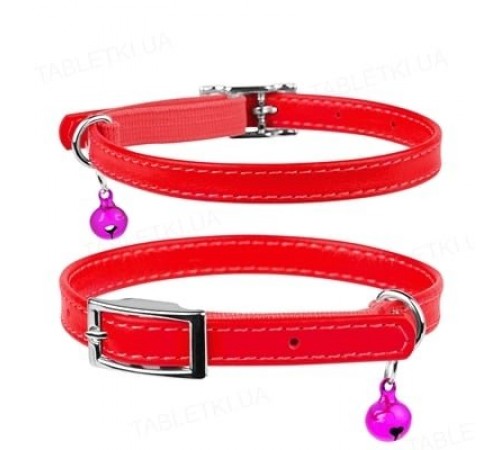 CoLLaR GLAMOUR Нашийник без прикрас з резин для котів (шир.9мм, довж.22-30см) червоний